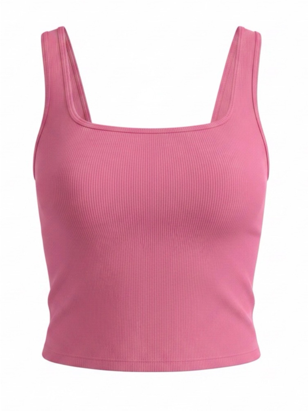 Athleta Pink Ribbed Square-Neck Crop Tank